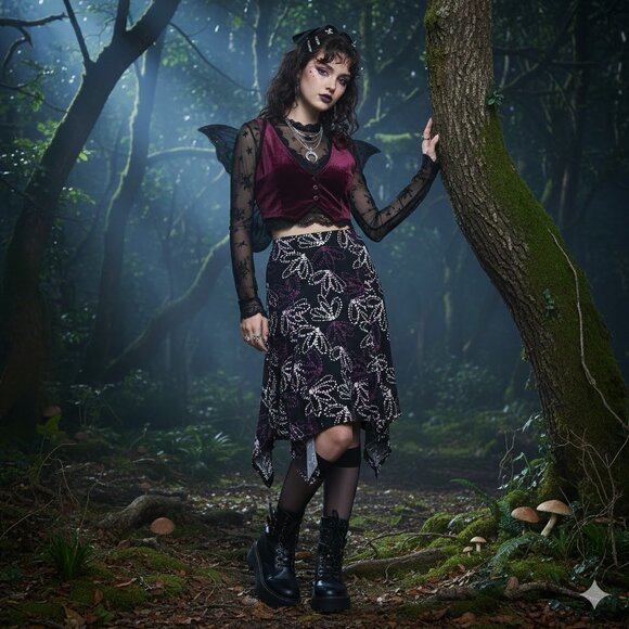 Dress Barn Y2K Asymmetrical Hem Skirt Size 4 Dark Fairy Whimsigoth Boho Casual - Picture 1 of 7